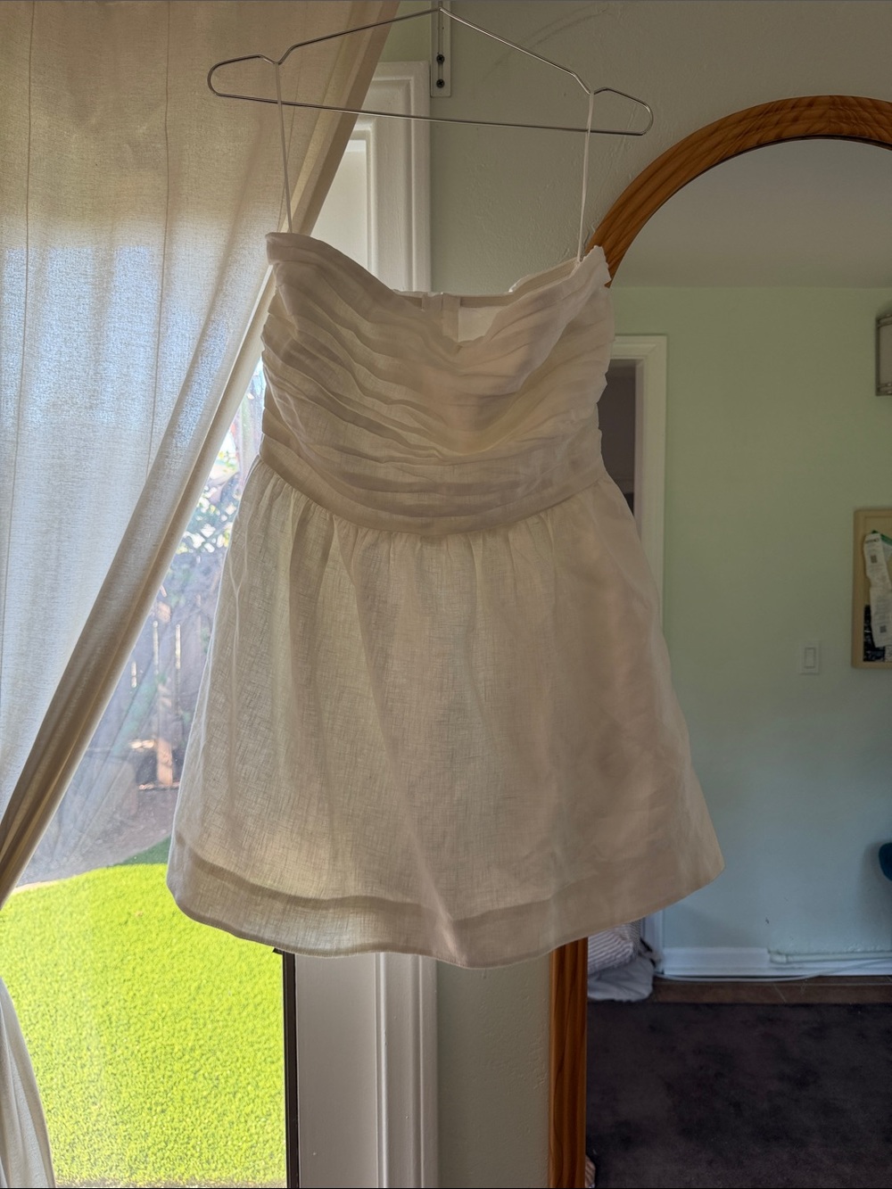 VRG Strapless White Mini Dress with Layered Bodice